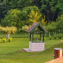 Ein alter Brunnen im Garten, der an die Zeit erinnert, als man für das Brunnen bohren noch eine Genehmigung brauchte.